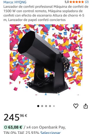 Lanzador de confeti profesional 1500W