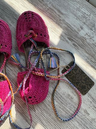 Bailarinas Crochet Multicolor y Rosa