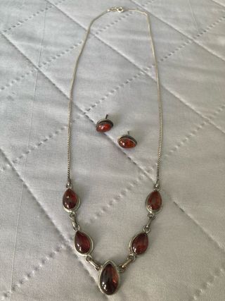 Collar ámbar Báltico y plata + regalo pendientes