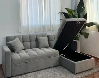 Sofá Cama Chaise Longue Gris