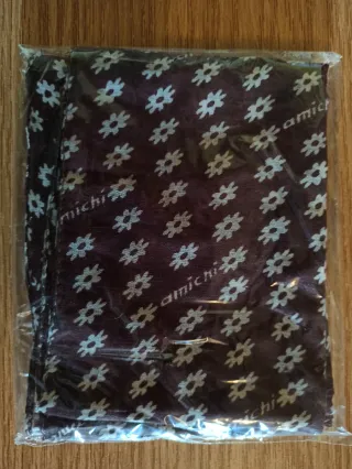 PAÑUELO/FULAR AMICHI MARRÓN CON FLORES BLANCAS