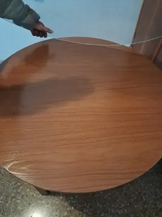 Mesa redonda madera y cristal