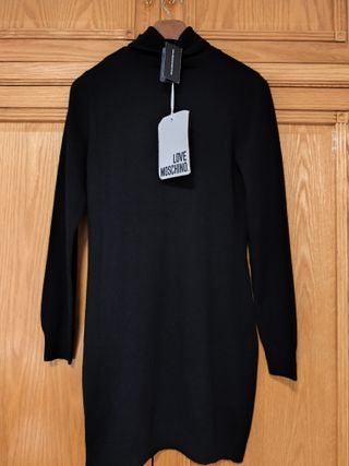 Vestido Love Moschino Lana Negro Plata