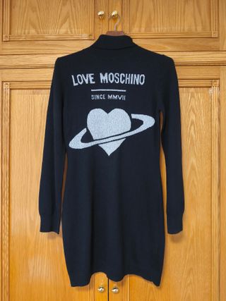 Vestido Love Moschino Lana Negro Plata