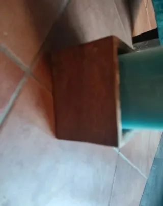 Candela blu con porta candela in legno