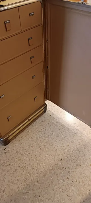 Baúl Viaje Vintage Hartman Beige y Dorado