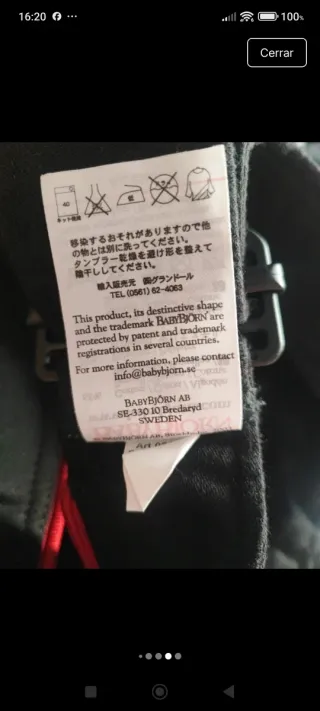 Mochila Portabebés BabyBjörn Negra y Roja