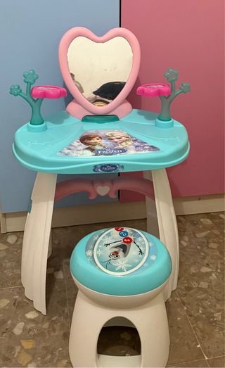 Tocador infantil Frozen con espejo y taburete