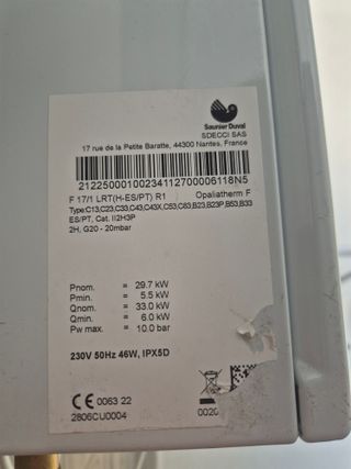 Termo gas Saunier Duval Opaliatherm F 17L