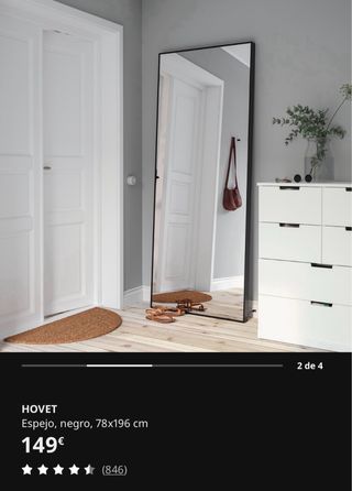 Specchio da terra HOVET Ikea Nero in metallo