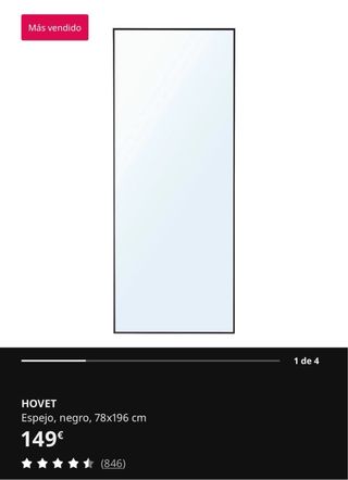 Specchio da terra HOVET Ikea Nero in metallo