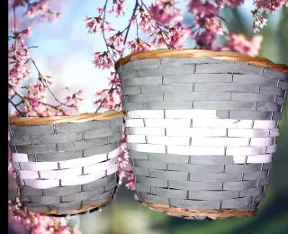 Conjunto de 2 cubre macetas de mimbre decorativos