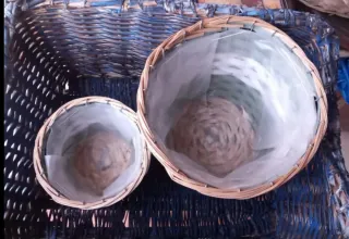 Conjunto de 2 cubre macetas de mimbre decorativos