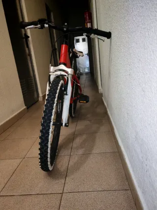 Bicicleta infantil roja y blanca 20"