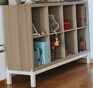 Estantería Kallax 8 cubos de roble blanco.