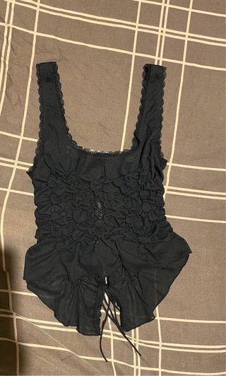 Top Zara Tul Negro Talla S