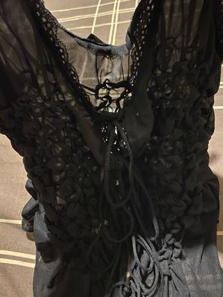 Top Zara Tul Negro Talla S