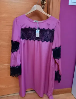 Vestido Teria Yabar Fucsia Encaje Talla XL