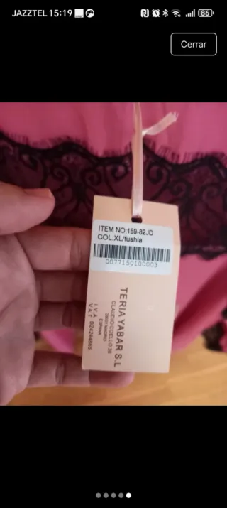 Vestido Teria Yabar Fucsia Encaje Talla XL