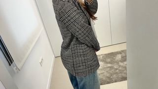 Blazer cuadros gris y blanco