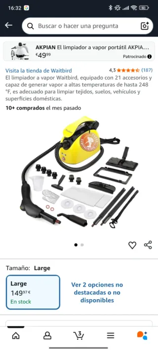 Limpiador a Vapor Waitbird Multifunción