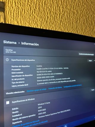 MSI GF63 Thin 9SC i7 16GB RAM GTX 1650 SSD