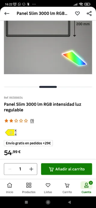 Panel LED BRILO Slim 3000 lm RGB