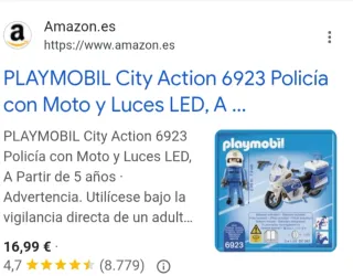 Playmobil Policía Moto con Sirena Luz