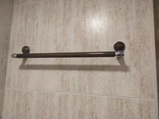 Colgador y Aro Baño Madera y Metal