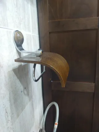 Colgador y Aro Baño Madera y Metal