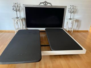 Cama+colchón cabecero+mesillas+espejo y cortinas