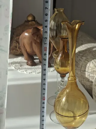 Juego  Lauscha de 8 jarrones de cristal