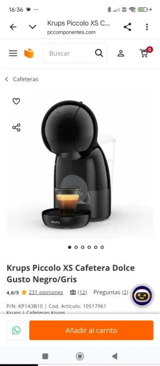 Piezas Cafetera Krups XS Dolce Gusto