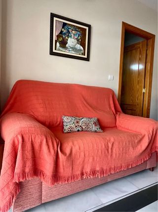 Sofá cama 2 plazas tela rosa