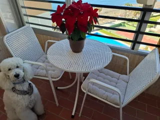 Tavolo e 2 sedie per terrazzo in metallo