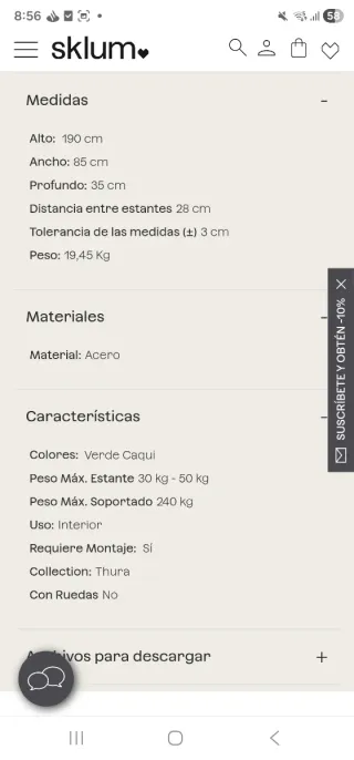 Librería Acero 85x190 cm