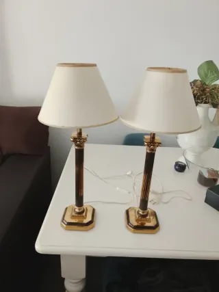 Conjunto 2 Lámparas Mesa Doradas y Marrones