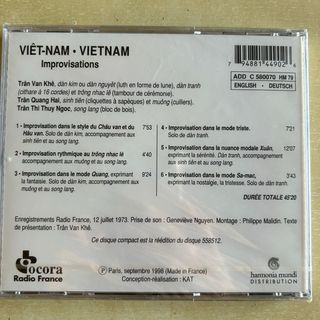 CD VIET-NAM Improvisations Música del Mundo