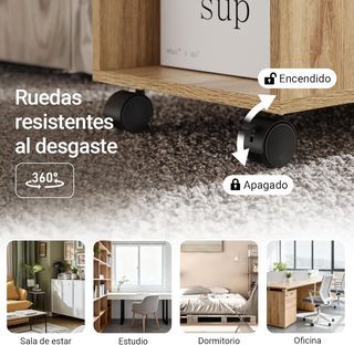 Mesa Auxiliar con Ruedas de 2 Niveles con estantes