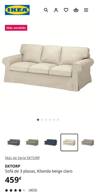 Sofá Ektorp 3 plazas beige Ikea