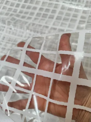 Tenda da bagno trasparente con design a quadri