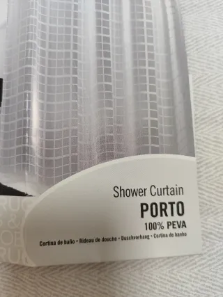 Tenda da bagno trasparente con design a quadri