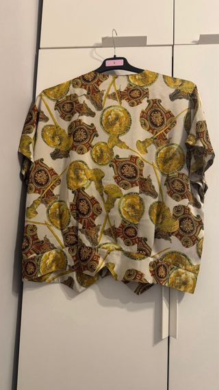 Camisa vintage mujer beige y dorada