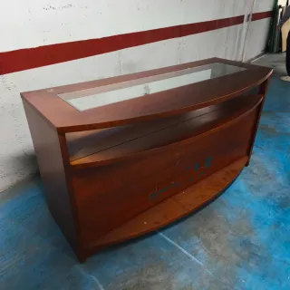 Mostrador moderno madera mazciza de diseño entrada