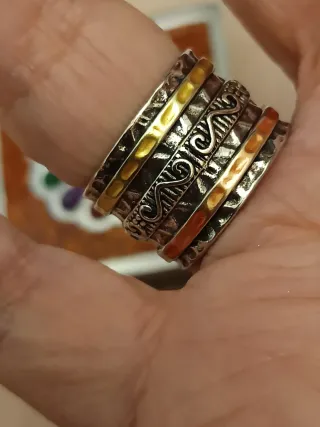 Anillo Plateado Turquesa Diseño Étnico