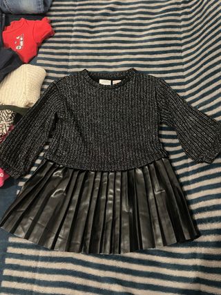 Vestido menina Zara preto brilhante