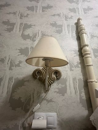 Lámpara de pared madera y tela