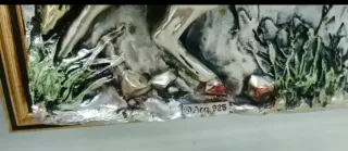 Cuadro relieve caballos baño plata