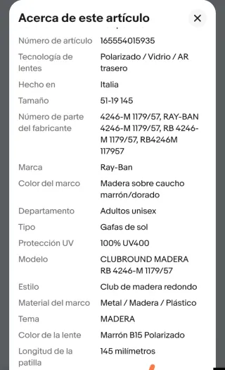 Gafas Ray-Ban Polarizadas Marrones y Rosas