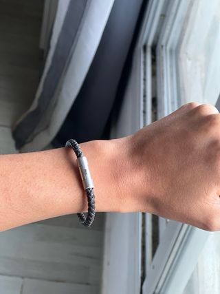 Pulsera Hermes Puzzle H Negra Plateada